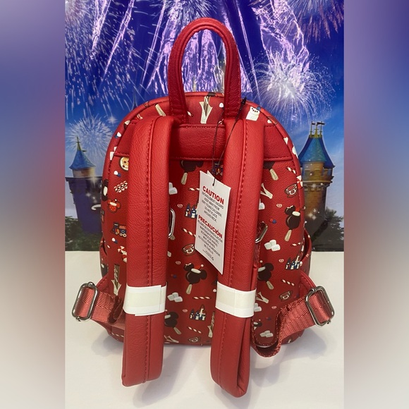 Disney Parks Christmas Mickey Snacks Food Castle Loungefly Mini Backpack NEW - Picture 3 of 5